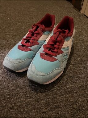 Diadora Red and Cream Low-Top Sneakers